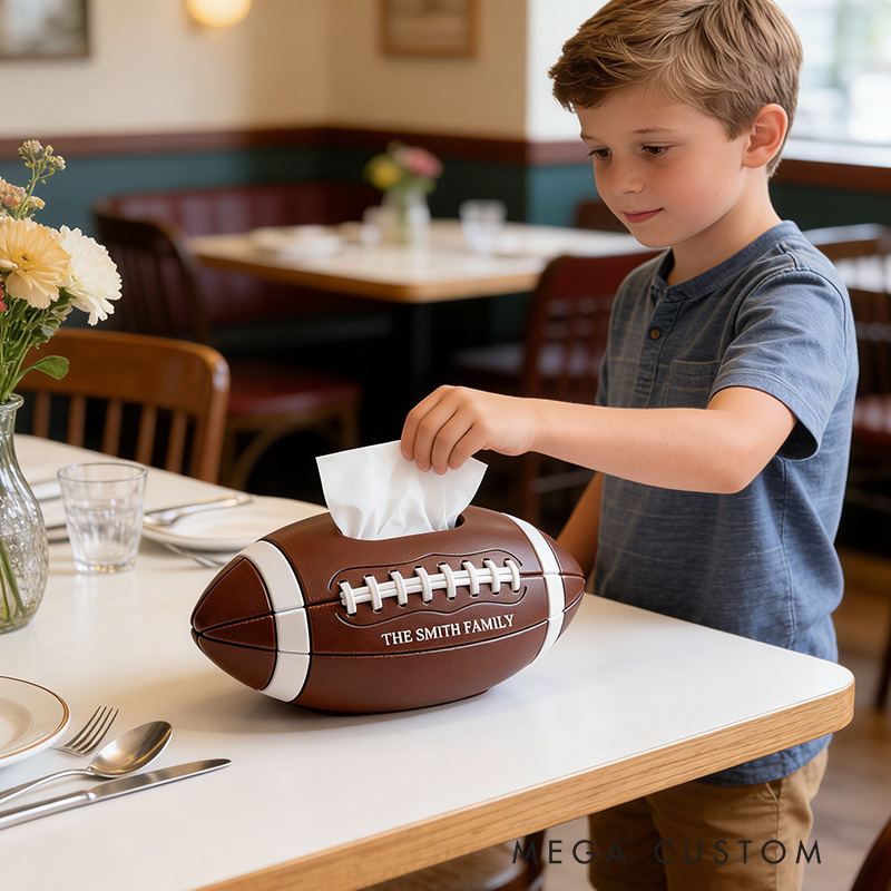 Personalized Football Tissue Box Family Tissue Boxes Football Fan Customized Text Gift for Family