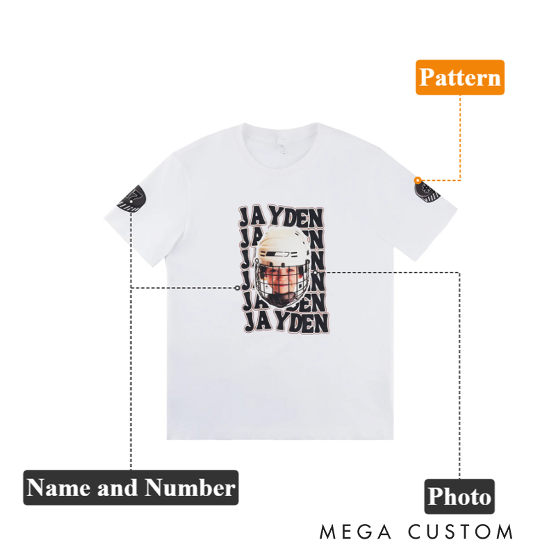 Personalized Funny Photo Baseball Football Kid Adult T-shirt with Name and Number Birthday Sports Game Day Gift for Sports Lovers