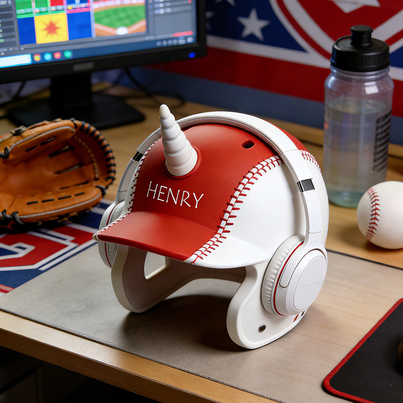 Personalized Baseball Helmet Headphone Mount 3D Printed Desk Organizer for Baseball Players   