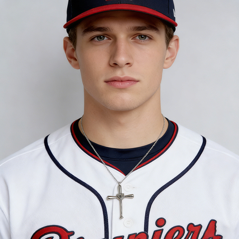 Personalized Cross Baseball Bat Number Necklace Gift for Baseball Lovers