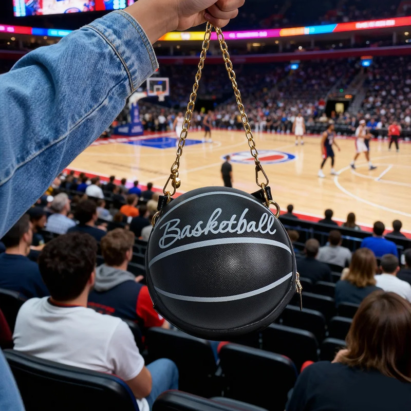 Personalized Basketball Style Spherical Bag with Initial Daily Sport Use Game Day Christmas Gift for Girl Basketball Lover