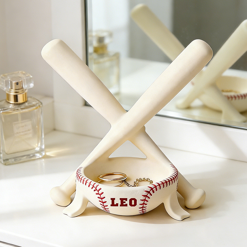 Personalized Baseball Bat Jewelry Holder 3D Printed with Custom Name and Baseball Bat Design for Girls and Teens 