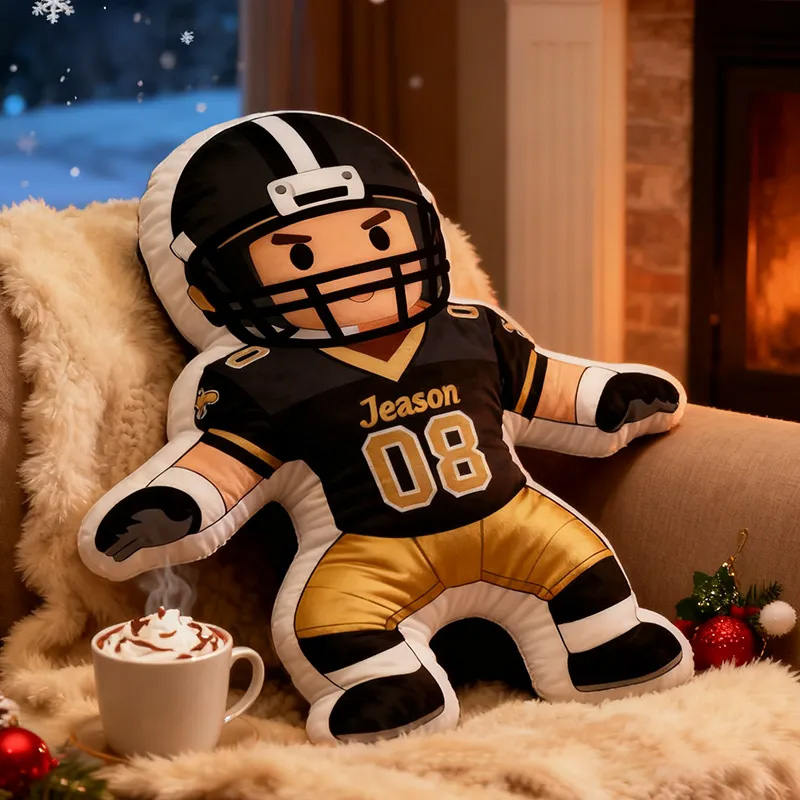Personalized Football Player Pillow with Custom Name and Jersey Number