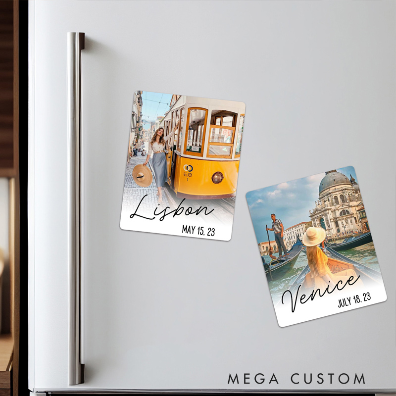 Personalized Custom Fridge Magnets Travel Photo Souvenirs Gifts for Friends and Travel Lovers