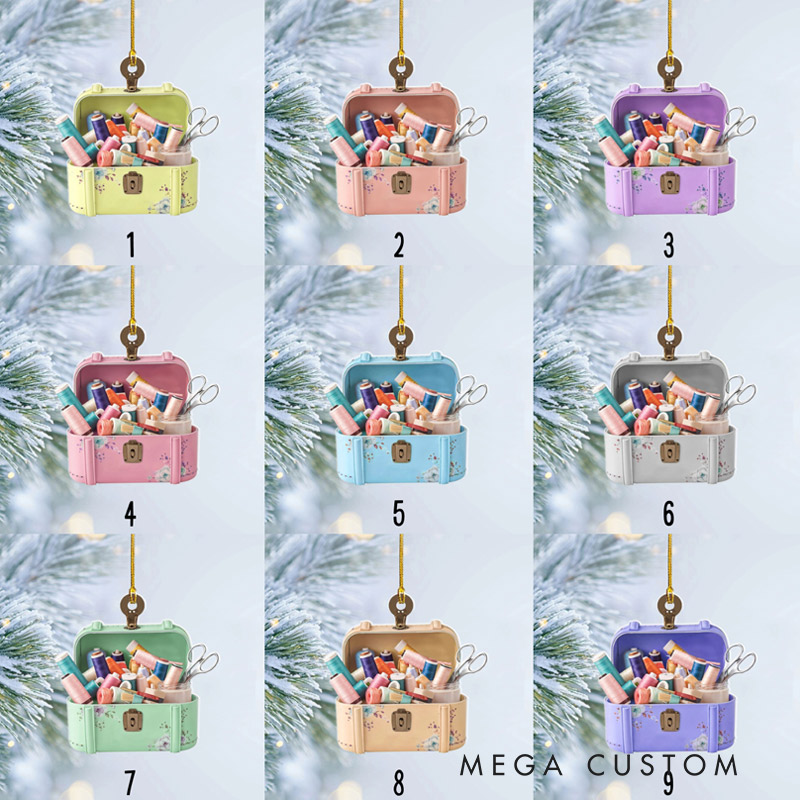 Personalized Sewing Box Christmas Ornament Sewing Flower Kit Ornament Gift For Sewing Lovers