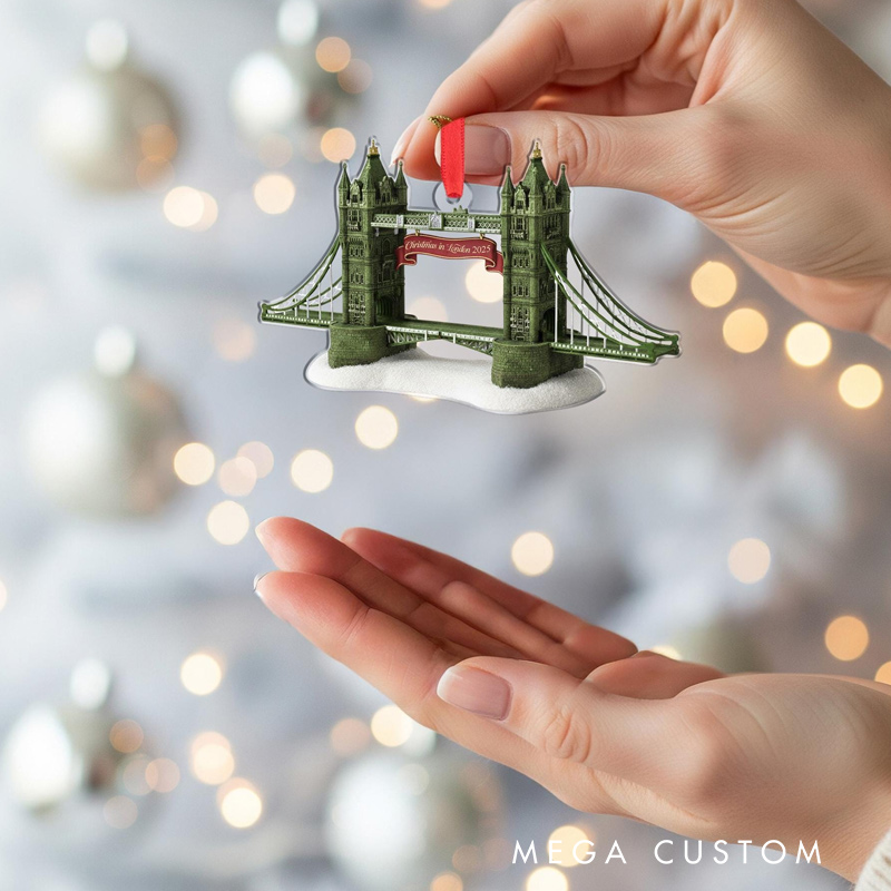 Personalized London Tower Bridge Christmas Ornament Travel Souvenir Tree Decor Gift for Travel Lovers