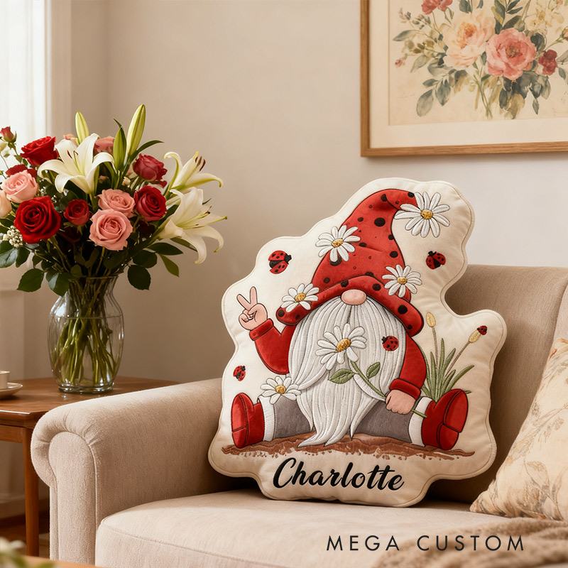 Personalized Garden Gnome Pillow with Custom Name Graphic 3D Print Daisy Garden Gnome Pillow for Gardening Lovers
