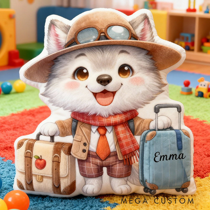 Personalized Puppy Travel Pillow Graphic 3D Print Cute Puppy Suitcase Pillow Travel Souvenirs for Travel Lovers