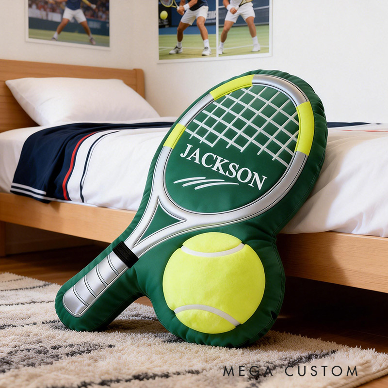Personalize Tennis Pillow Graphic 3D Print Tennis Racket Tennis with Custom Name