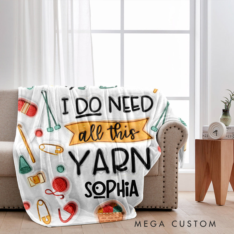 Personalized Knitting Blanket Yes I Do Need All This Yarn Custom Name Gift for Knitting Lovers