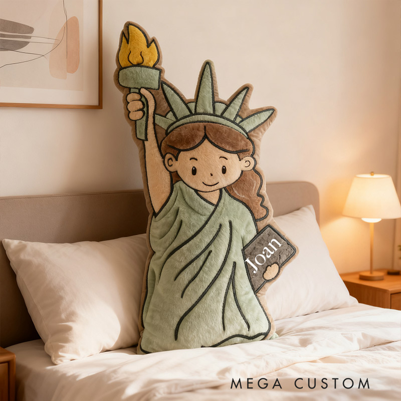 Personalized Funny Pillow Christmas Graphic 3D Print Statue of Liberty Customized Name Gift for Travel Lovers