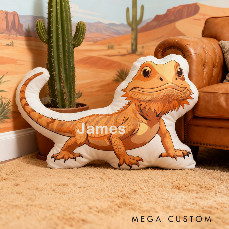 Personalized Desert Travel Pillow Graphic 3D Print Lizard and Custom Name Gift for Travel Lovers Travel Souvenirs