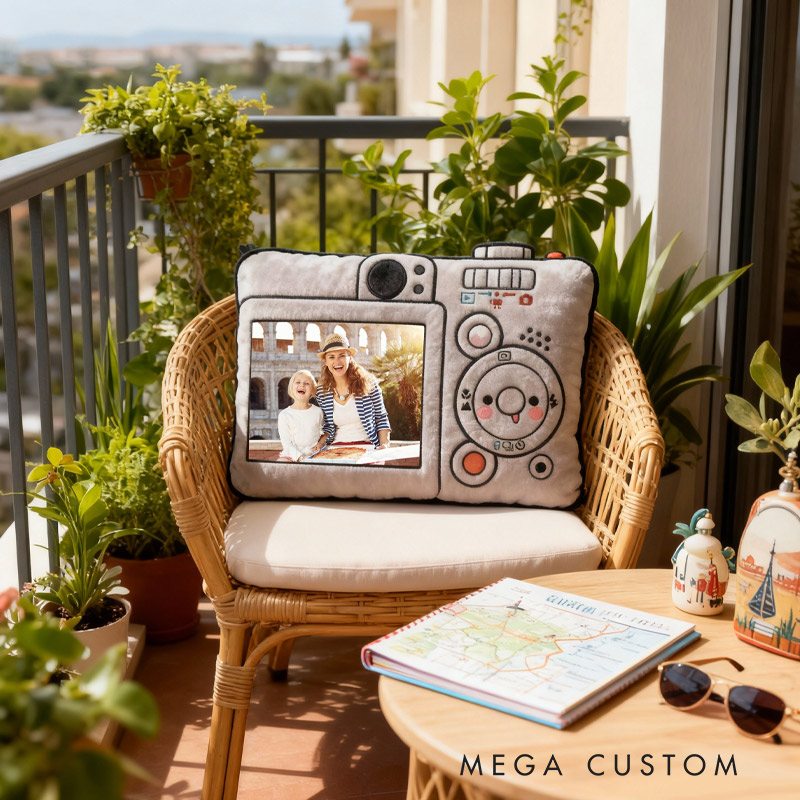 Personalized Camera Pillow Graphic 3D Print Custom Photo Travel Souvenirs for Travel Lovers