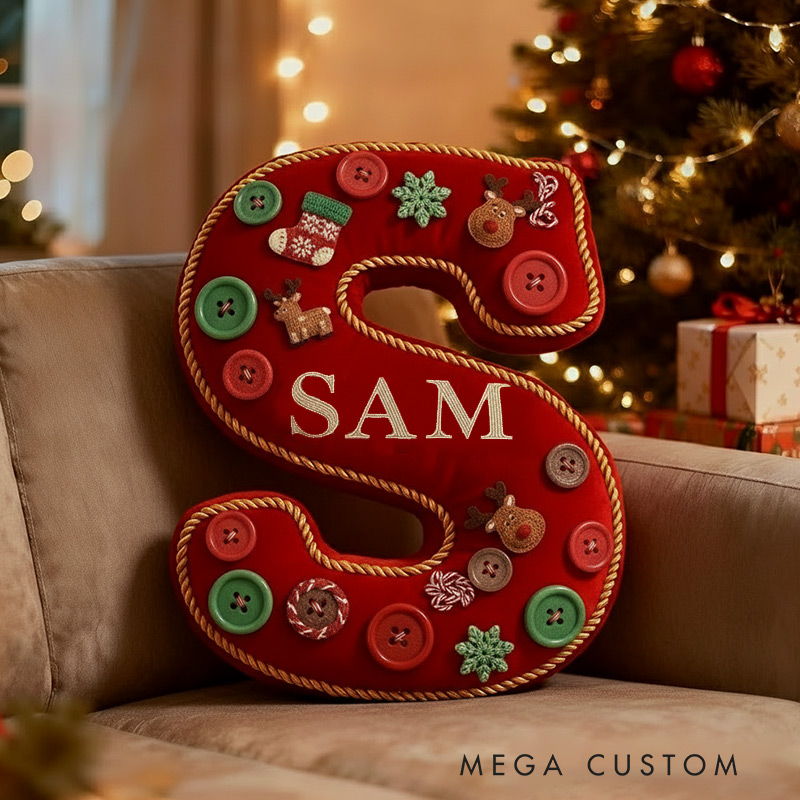 Personalized Knitting Letter Pillow Graphic 3D Print  Yarn Ball Button and Custom Name Pillow for Knitting Lovers