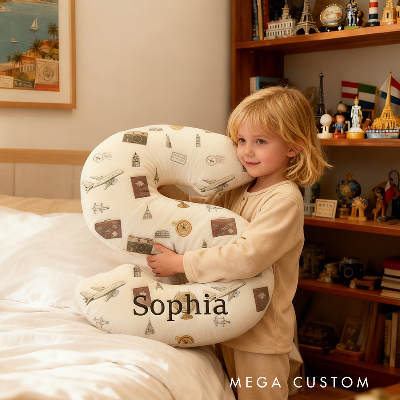 Personalized Travel Letter Pillow Graphic 3D Print Travel Items Pillow for Travel Lovers