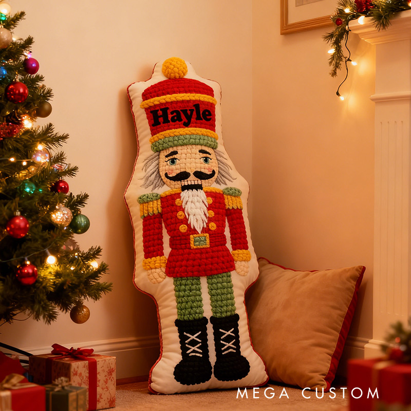 Personalized Knitting Nutcracker Soldier  Pillow Graphic 3D Print Christmas Yarn Style Nutcracker and Custom Name Pillow for Knitting Lovers