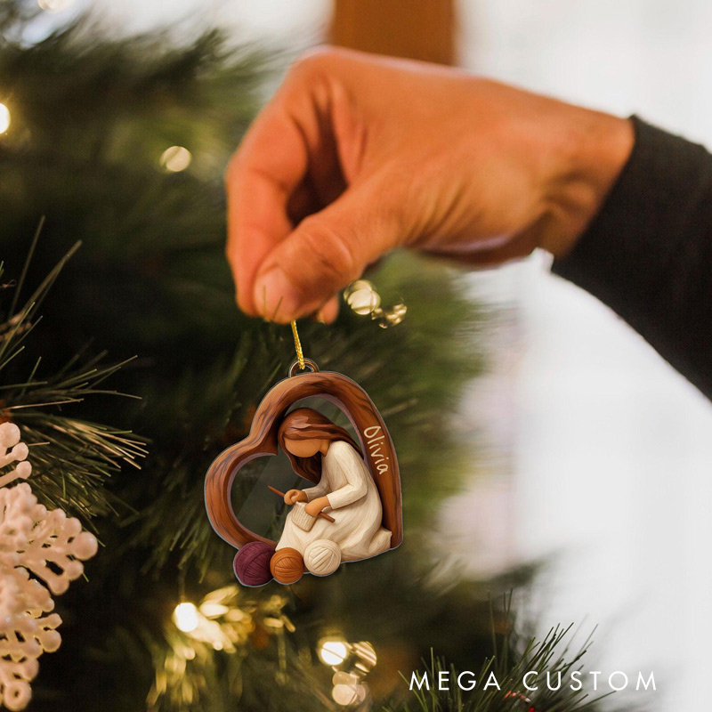 Personalized Crochet Lovers Ornament Just A Girl Who Loves Knitting Christmas Ornament Gift For Crocheters