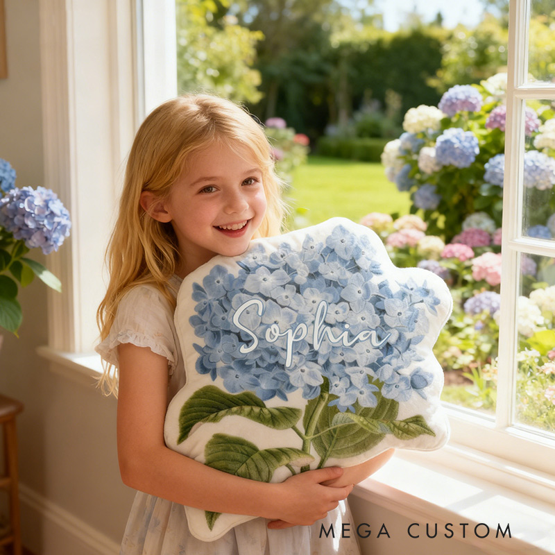 Personalized Hydrangea Pillow Graphic 3D Print Hydrangea and Custom Name Pillow for Gardening Lovers