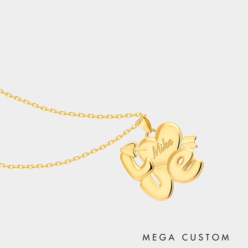 Personalized Custom Name Love Necklace Heart and Arrow Design 925 Sterling Silver or Gold Plated Personalized Engraved Pendant Romantic Gift for Her 925 Sterling Silver 