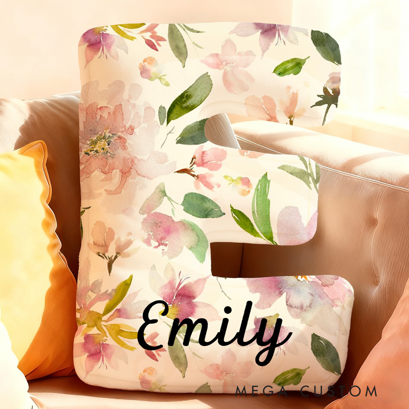 Personalized Flowers Letter Letter Pillow Graphic 3D Print Flowers Custom Name Pillow for Gardening Lovers
