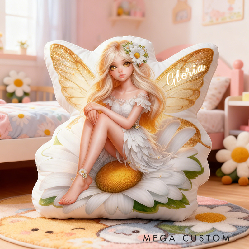 Personalized Garden Fairies Pillow Graphic 3D Print Daisy Garden Fairy Custom Name Pillow for Gardening Lovers