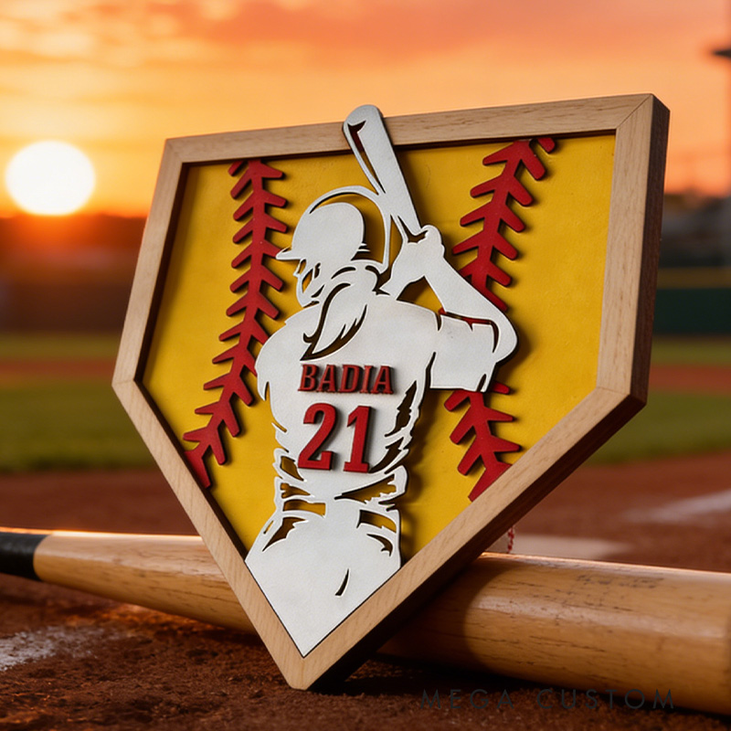 Personalized Softball Name Sign 3D Softball Plaque Gift for Softball Lovers Softball Girls