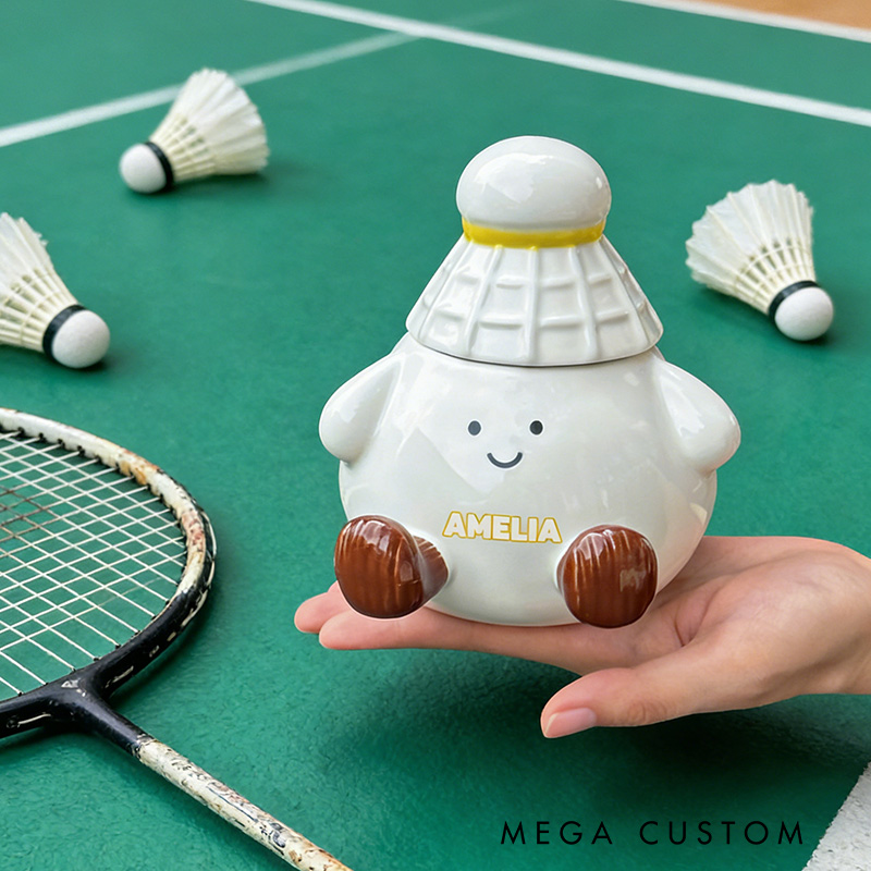 Personalized Badminton Mug Cute Badminton Coffee Cup with Custom Name Gift for Badminton Lovers