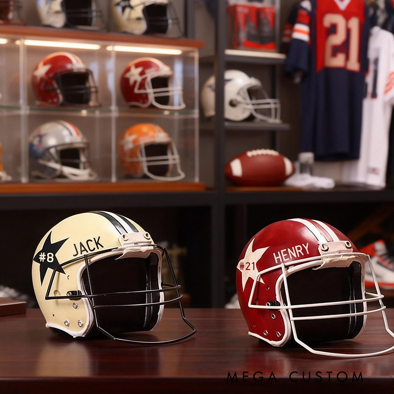 Personalized Football Helmet Display Custom Name and Number Gift for Football Lovers