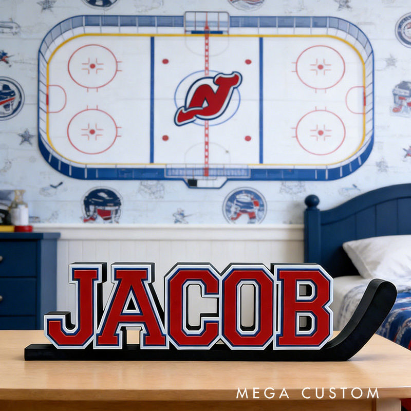 Personalized Ice Hockey Name Sign Featuring Custom Name