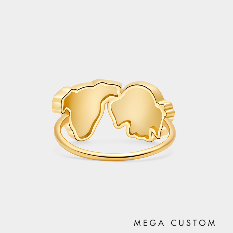 Personalized Enamel Dog Head Ring Sterling Silver Jewelry Gift For Her