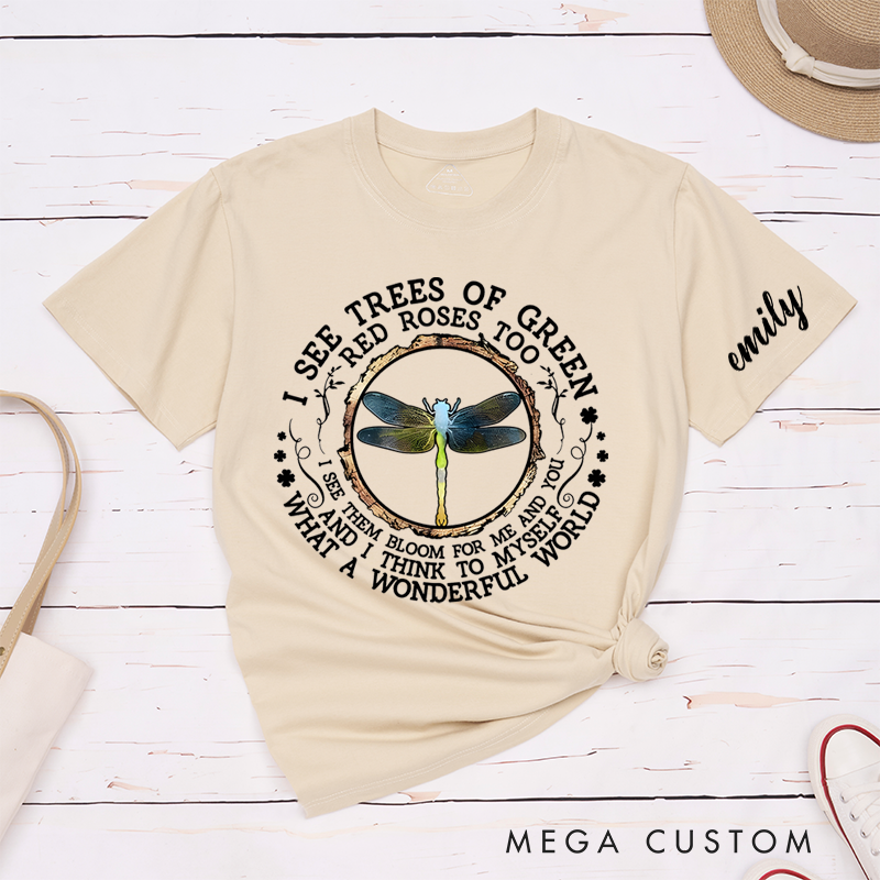 Personalized Classic T-Shirts Wonderful World Nature Enthusiast Dragonfly T-Shirt