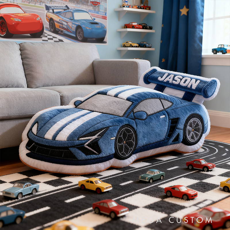 Personalized Racing Car Pillow with Custom Name 3D Graphic Print Cushion Gifts