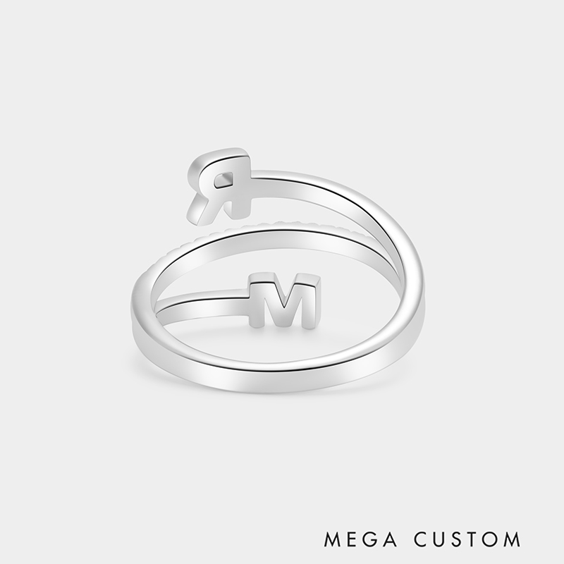 Personalized Double-Letter Triple-Band Ring 925 Sterling Silver Engraved Couple's Jewelry Gift For Her