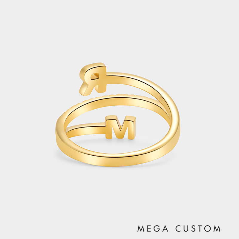 Personalized Double-Letter Triple-Band Ring 925 Sterling Silver Engraved Couple's Jewelry Gift For Her