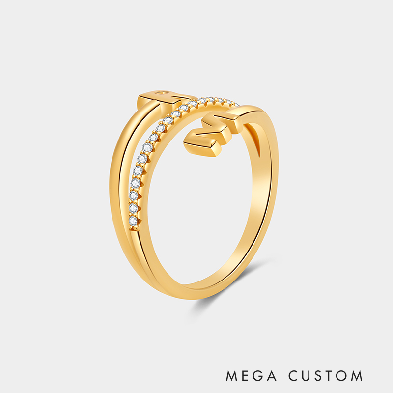 Personalized Double-Letter Triple-Band Ring 925 Sterling Silver Engraved Couple's Jewelry Gift For Her