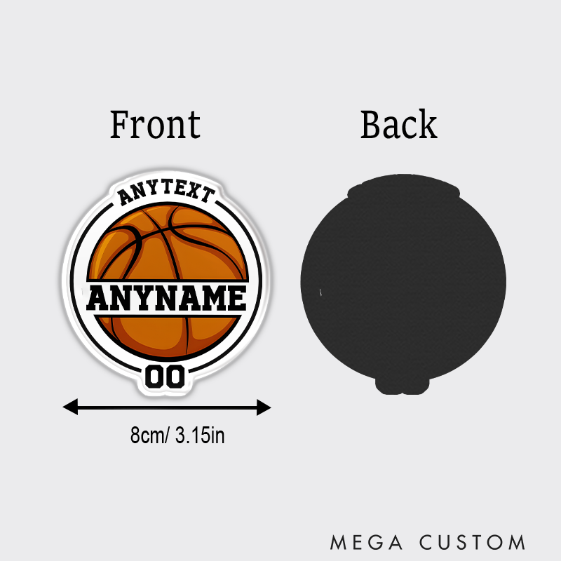 Personalized Basketball Refrigerator Magnet with Custom Name Number and Text Classic Hoop Design