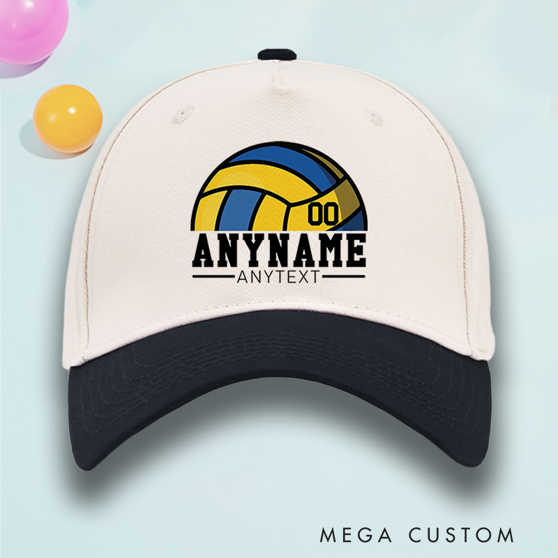 Personalized Volleyball Cotton Two Tone Cap with Custom Player Name, Jersey Number and Text