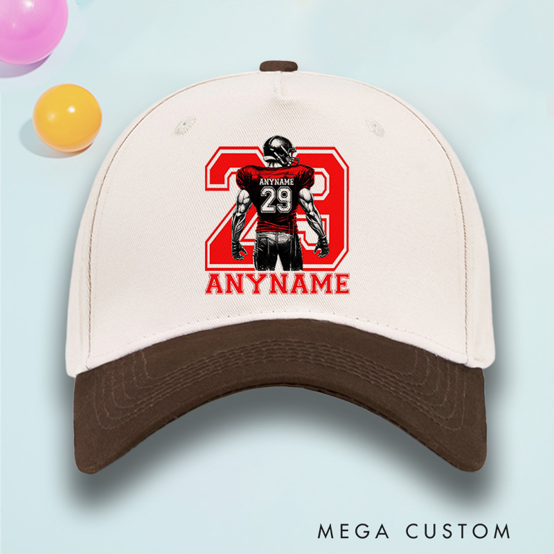 Personalized Football Cotton Two Tone Cap Custom Player Name and Number on the Back