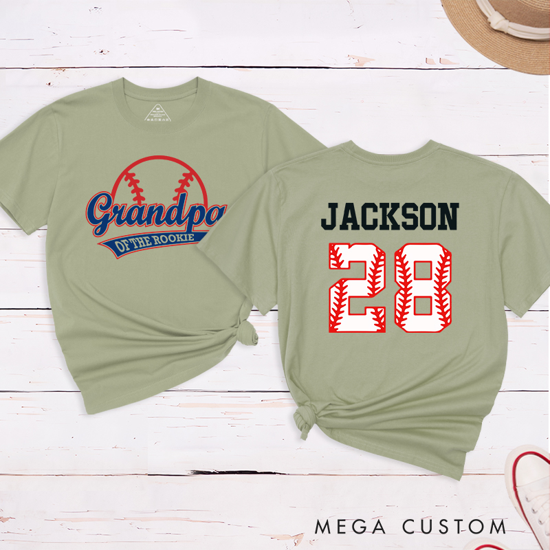 Personalized Baseball Name and Number T-Shirt for Grandpa