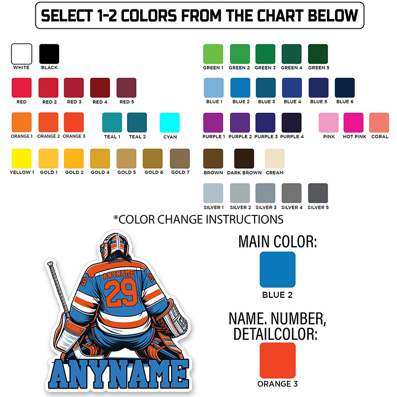 Personalized Goalie-Themed Hockey Sticker with Custom Name and Number 