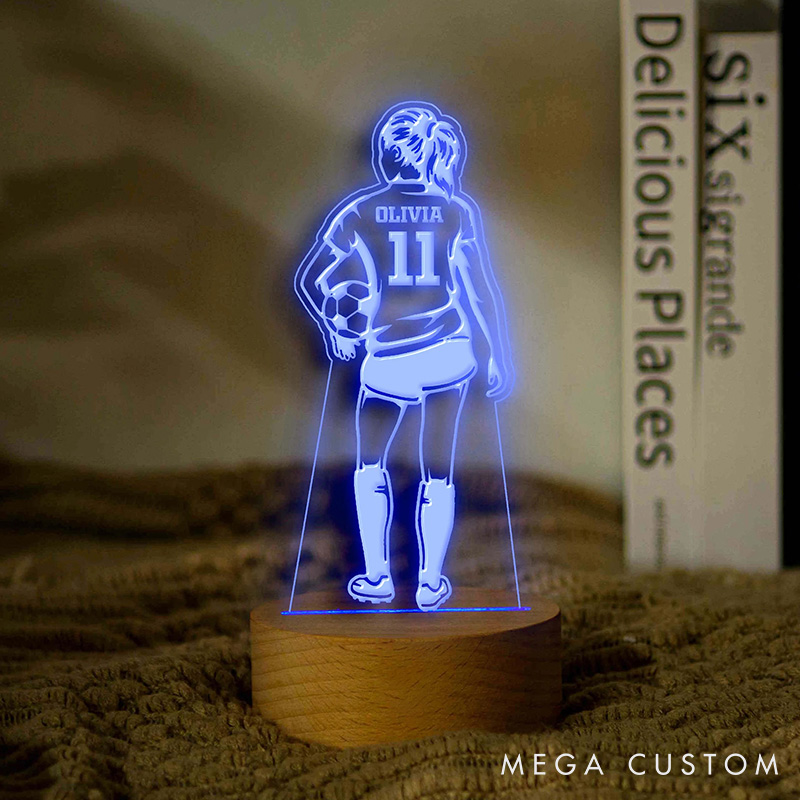 [Copy]Personalized Soccer LED Night Light with Custom Name and Dynamic Player Design