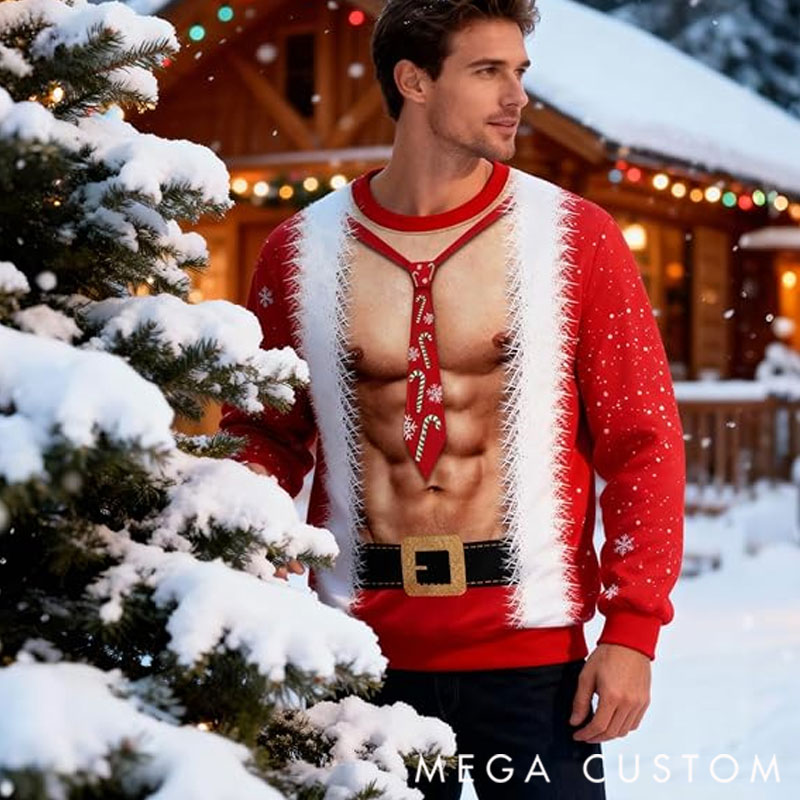 Personalized Muscle Family Ugly Christmas Sweater, Matching Family Sweater, Funny Xmas Gift