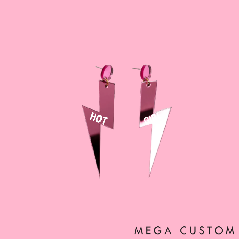 Personalized Multi-Color Lightning Bolt Earrings Edgy Statement Gift for Fashion Girls