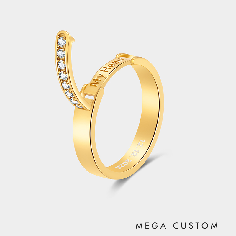 Personalized Sterling Silver Hinged Couple Rings with Inside Custom Engraving