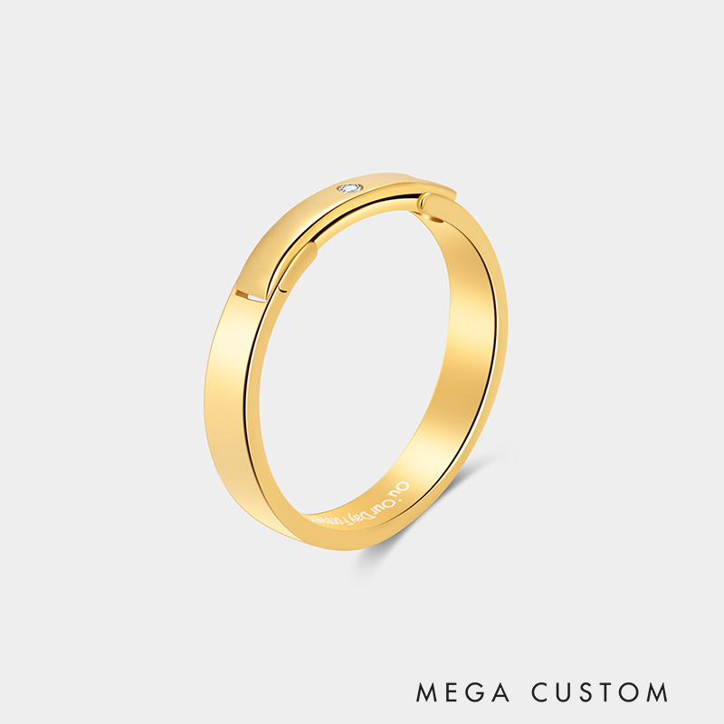 Personalized Sterling Silver Hinged Couple Rings with Inside Custom Engraving