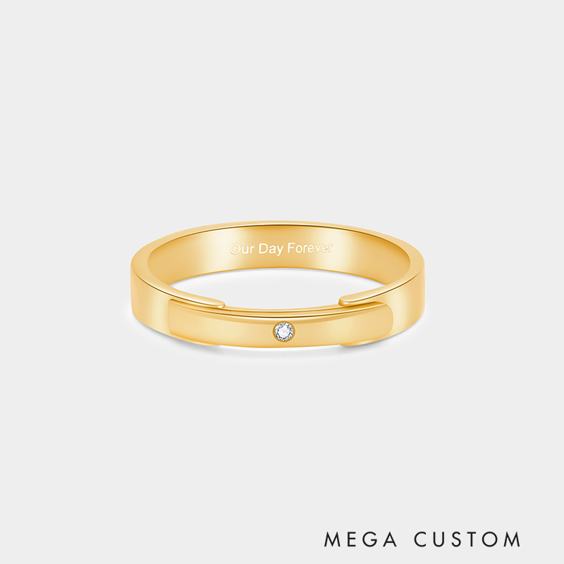 Personalized Sterling Silver Hinged Couple Rings with Inside Custom Engraving