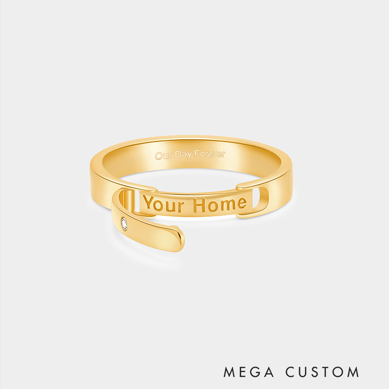 Personalized Sterling Silver Hinged Couple Rings with Inside Custom Engraving