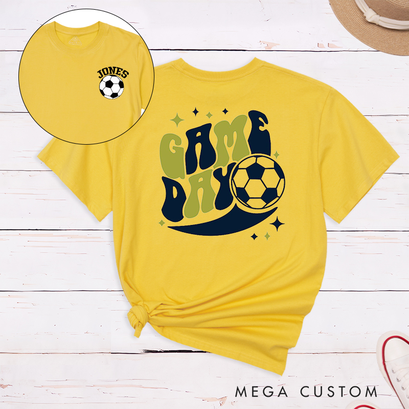 Personalized Game Day T-Shirt  with Fun Retro Design and Custom Name and Number  
