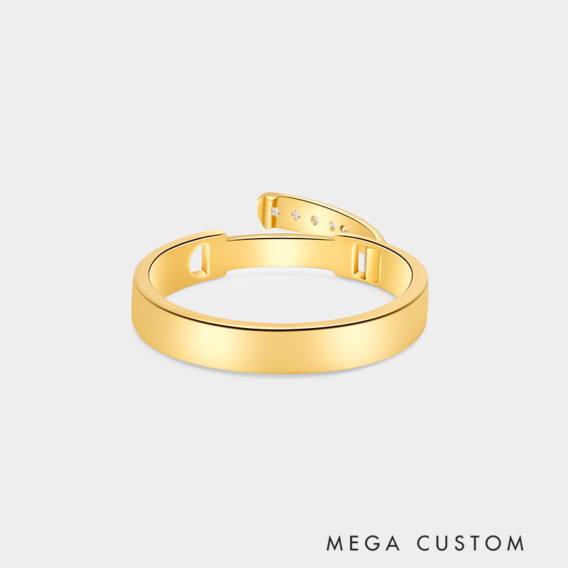 Personalized Sterling Silver Hinged Couple Rings with Inside Custom Engraving