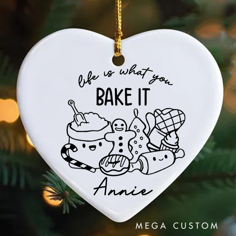 Personalized Life Is What You Bake It Christmas Ornament Baking Ornament with Name Xmas Tree Ornament Baker 2025 Christmas Gift Baking Lover Gift